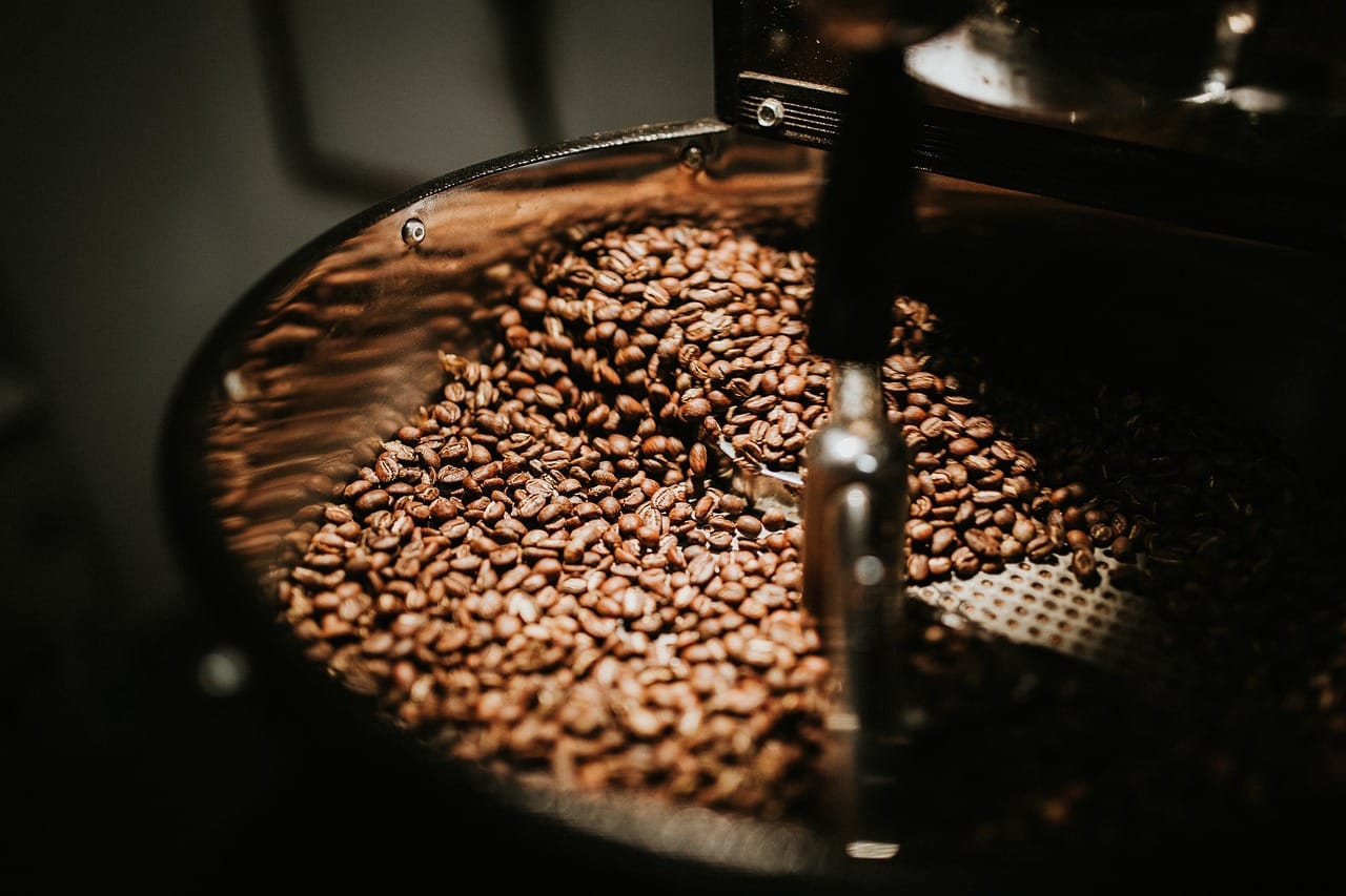 The roaster in the harbour warehouse, running twice a week.